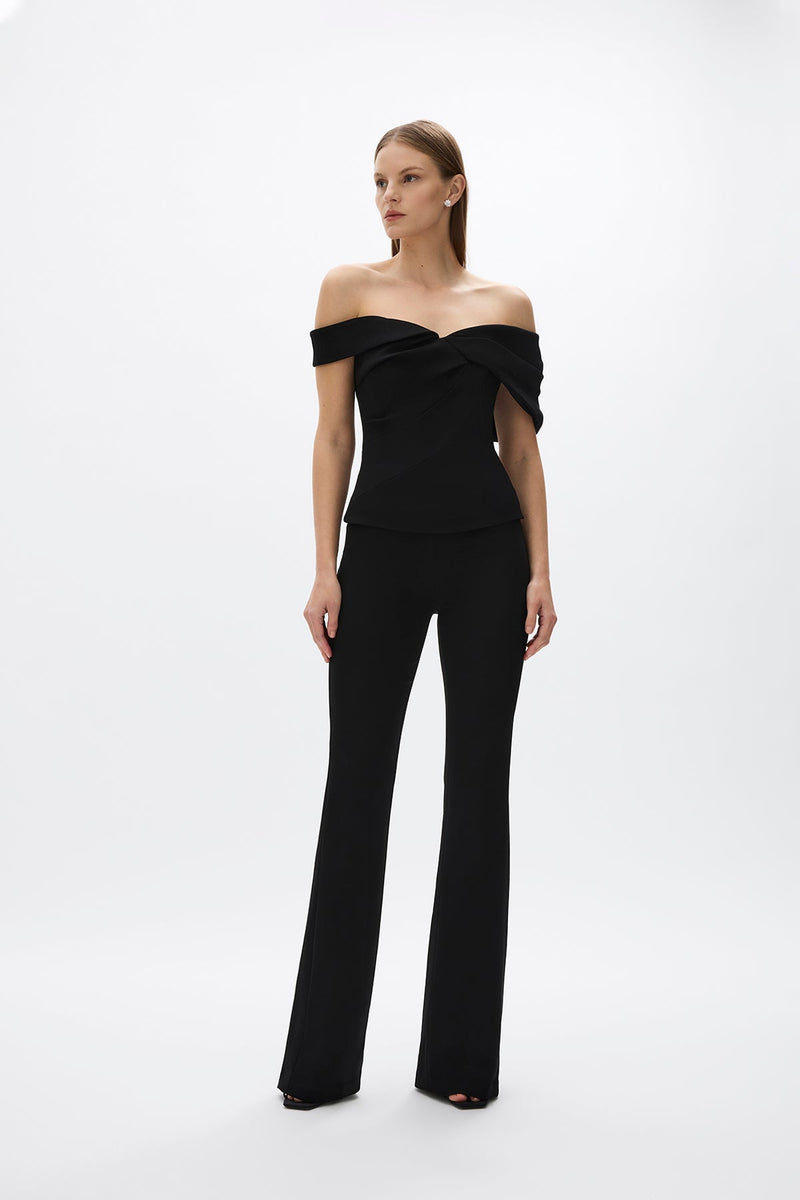 Mattie Pant: sleek black fitted pant designed for a flattering fit and versatile styling. 