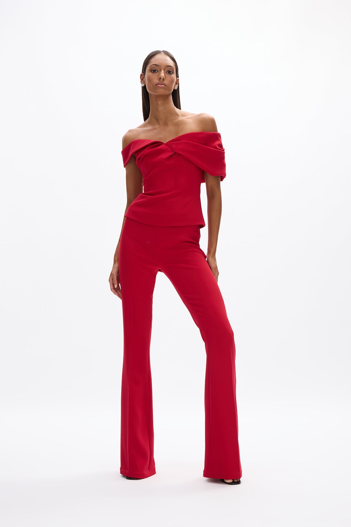 Mattie Pant: sleek red fitted pant designed for a flattering fit and versatile styling. 