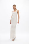 Sadie Gown: luxurious white gown featuring square neckline and hand-embellished detail, perfect for wedding events. 