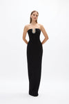 Atticus Gown: sophisticated strapless gown with fitted bodice and floor-grazing skirt, perfect for evening events.