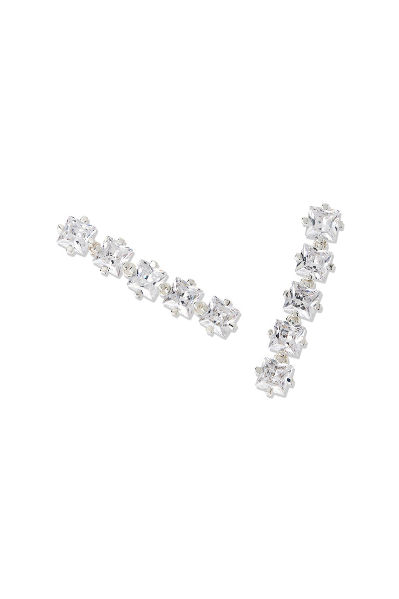 Attie Drop Earring: Silver cubic zirconia drop earrings, perfect to accessorise for formal events. 