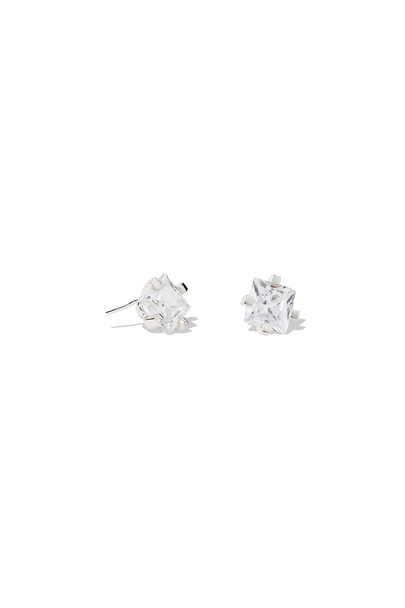 Attie Earring: Silver cubic zirconia stud earrings, perfect to accessorise for formal events. 