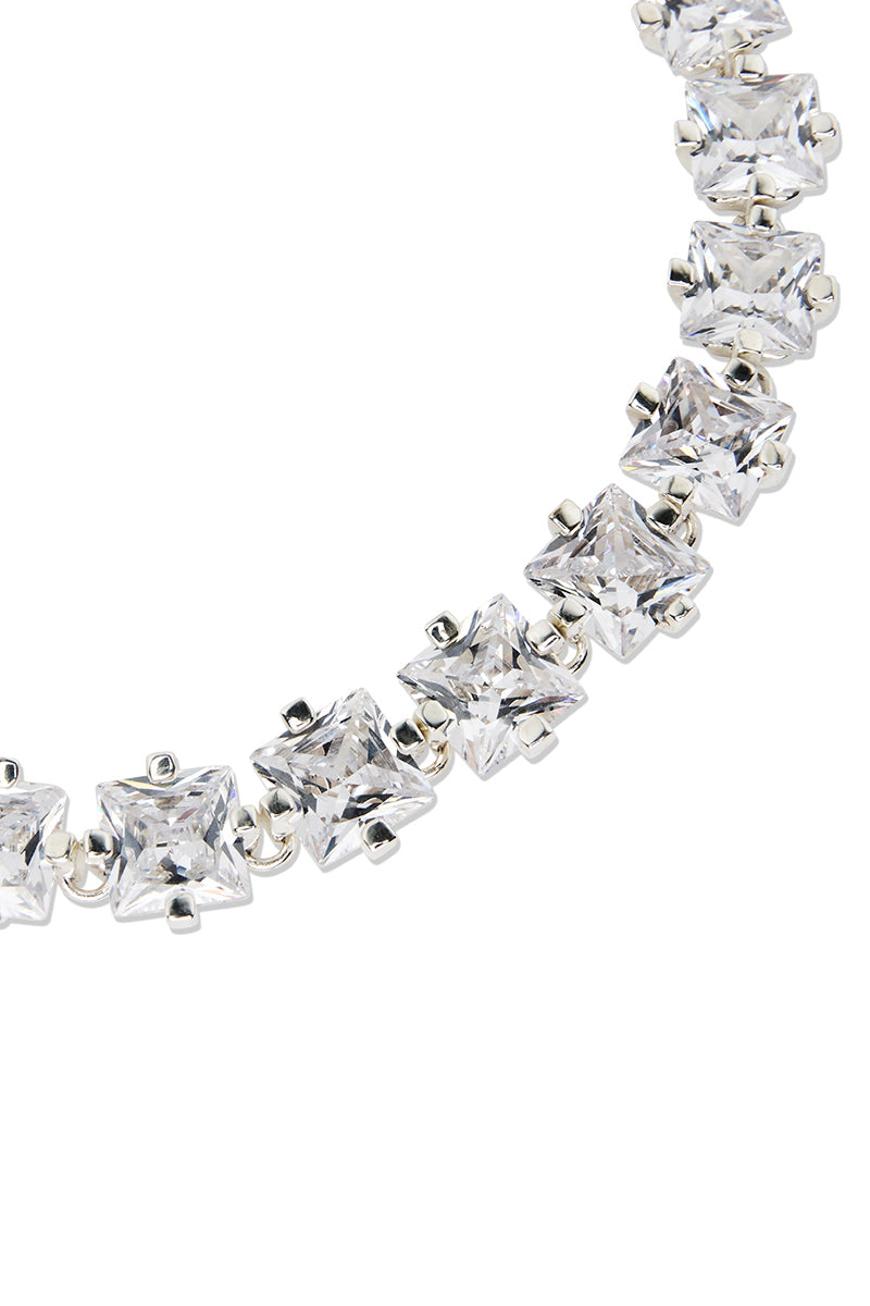 Attie Necklace: Silver cubic zirconia necklace, perfect to accessorise for formal events. 